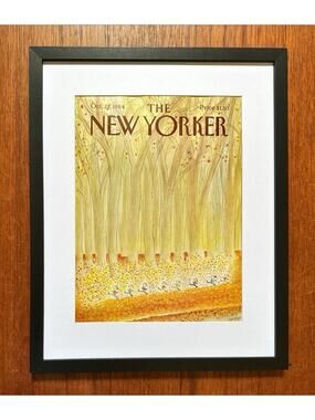 Framed 1984 The New Yorker Cover Oct 22 Sempe Children Fall Leaves